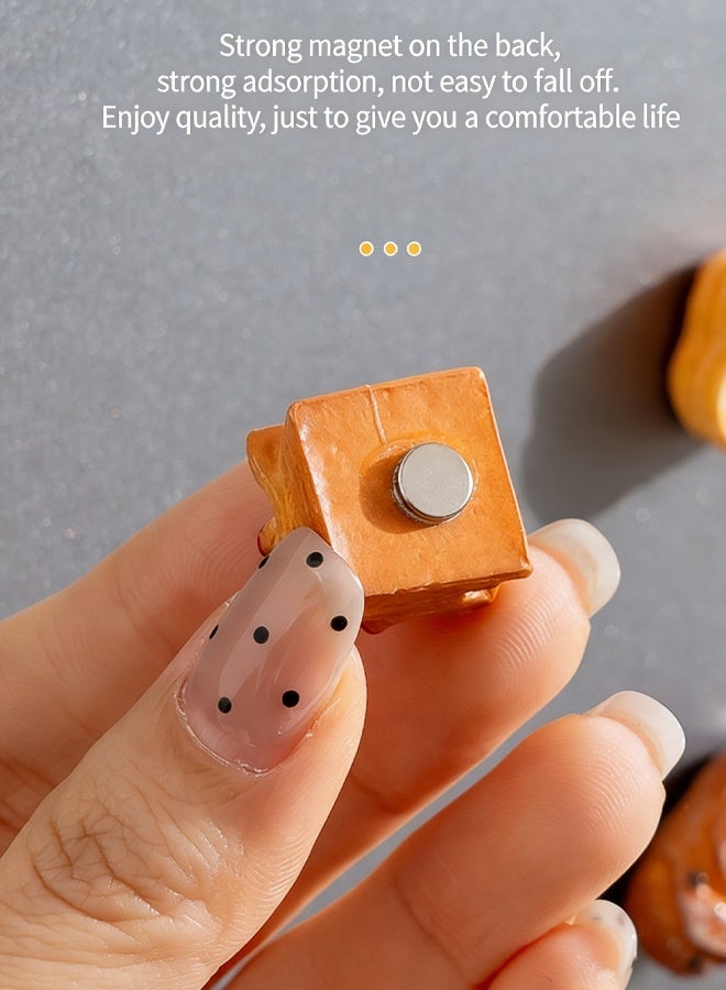 JACIRCLE Fridge Magnets,6Pcs Dog Bread Fridge Magnets, Cute 3D Resin Refrigerator Magnets, Creative Cartoon Dog Bread Magnetic Stickers for Kitchen, Home, Office, Whiteboard, Blackboard, Strong Magnetic Resin Decorative Fridge Magnet Set - Image 3